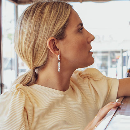 Street Style Long Cuban Link Chain Dangle Earring for Girl
