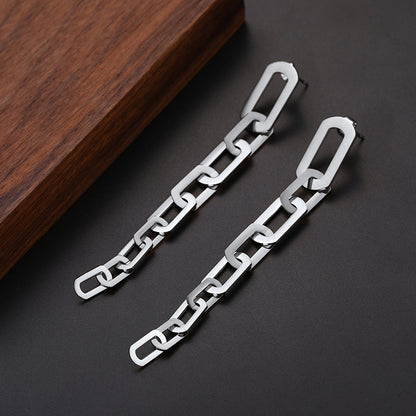 Street Style Long Cuban Link Chain Dangle Earring for Girl