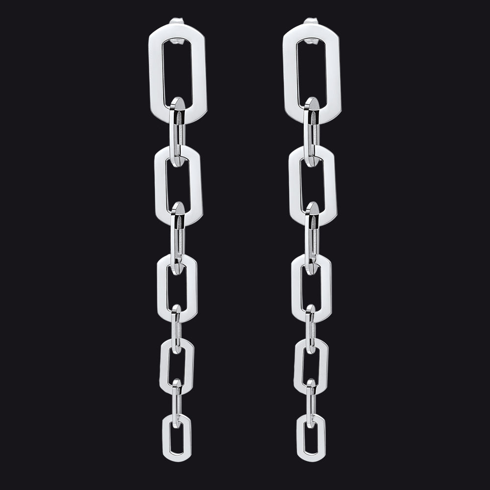 Street Style Long Cuban Link Chain Dangle Earring for Girl