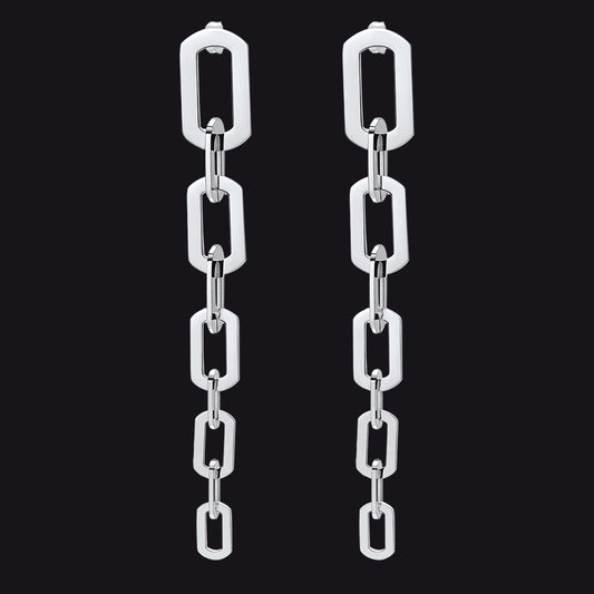 Street Style Long Cuban Link Chain Dangle Earring for Girl