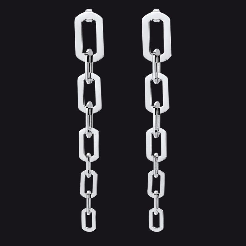 Street Style Long Cuban Link Chain Dangle Earring for Girl