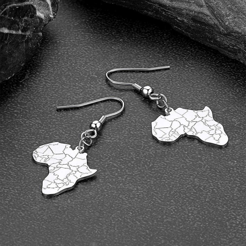 African Map Drop Earrings for