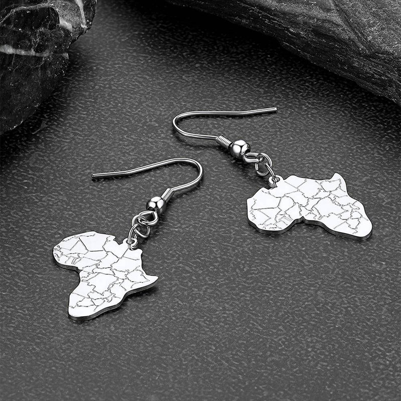 African Map Drop Earrings for