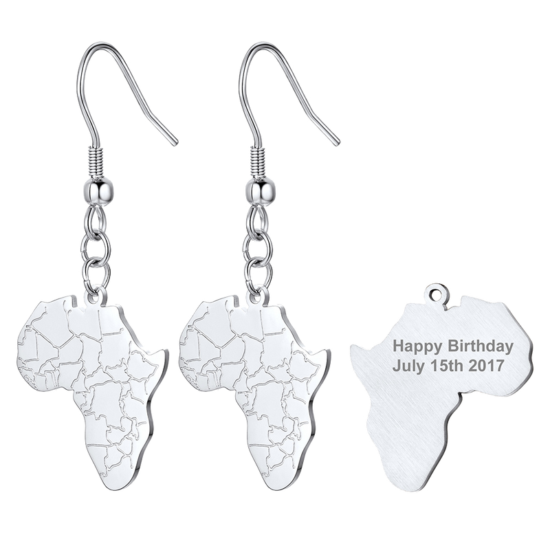 African Map Drop Earrings for