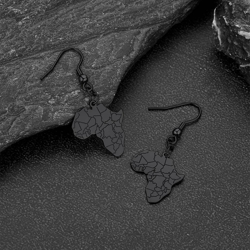 African Map Drop Earrings for