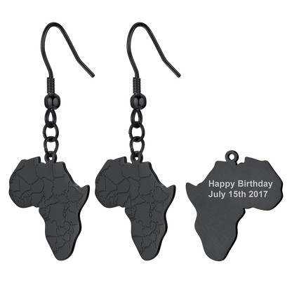 African Map Drop Earrings for