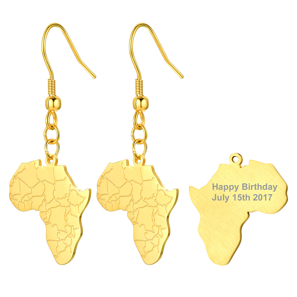 African Map Drop Earrings for