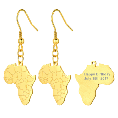 African Map Drop Earrings for