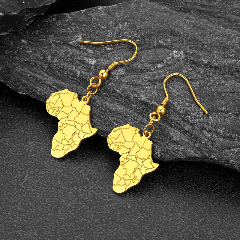 African Map Drop Earrings for