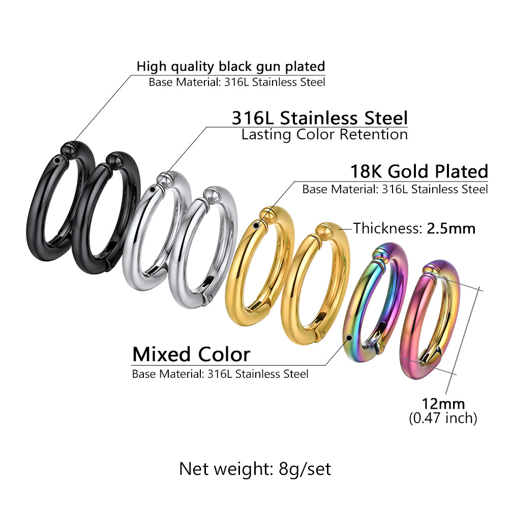 4 Pairs Clip on Ear Cuff Hoop Earrings Set for