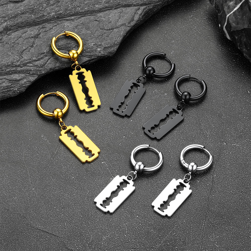 Punk Razor Dangle Hoop Earring for