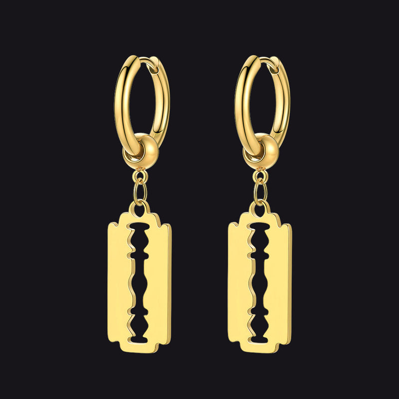 Punk Razor Dangle Hoop Earring for