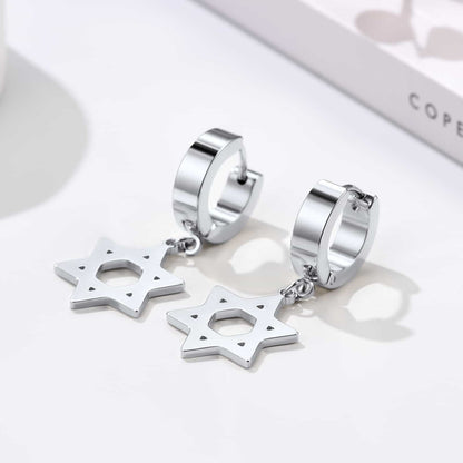 Flash Star of David Dangle Hoop Earrings for /