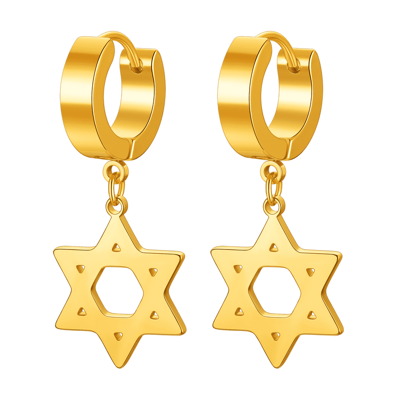 Flash Star of David Dangle Hoop Earrings for /