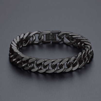 12mm Chunky Cuban Chain & Cuban Bracelet Jewelry Set for