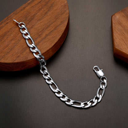 8mm Figaro Link Chain & Bracelet Bundle Set for