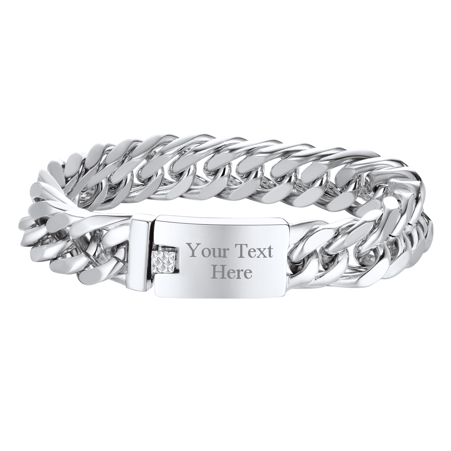 Custom Id Engraved Miami Cuban Link Chain Bracelet for