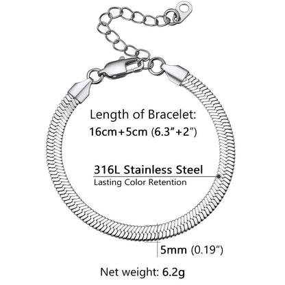 3mm/5mm Width Snake Chain Bracelet for