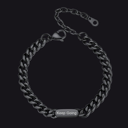 7mm Engraving Name Cuban Link Chain Bracelet for