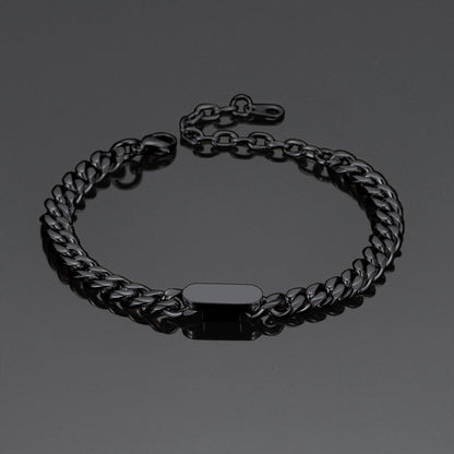 7mm Engraving Name Cuban Link Chain Bracelet for