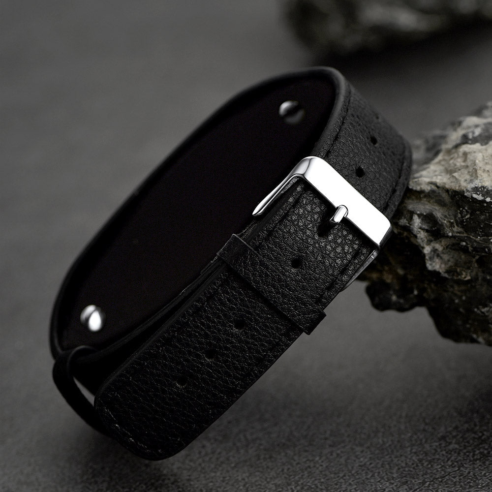 Black American Flag Leather Bracelet Wristband for