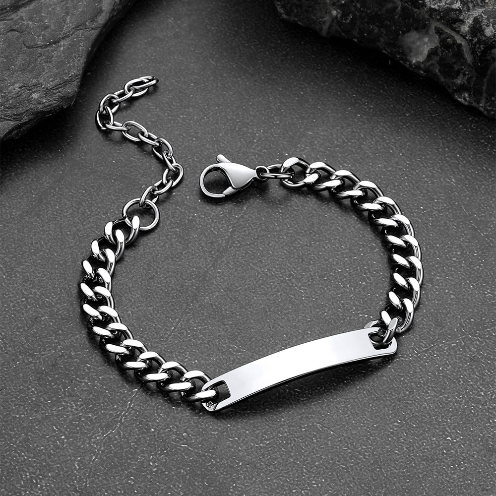 7mm Customized Id Cuban Chain Link Bracelet Gift for