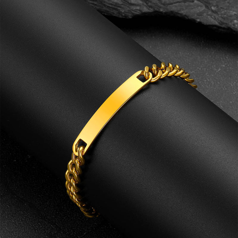 7mm Customized Id Cuban Chain Link Bracelet Gift for