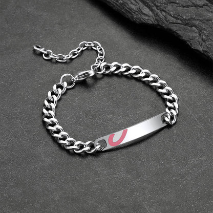Custom Engraving Heart Couple Link Bracelet