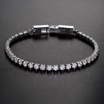 Cz Diamond Cut Tennis Chain Bracelet for , 3/5mm Width