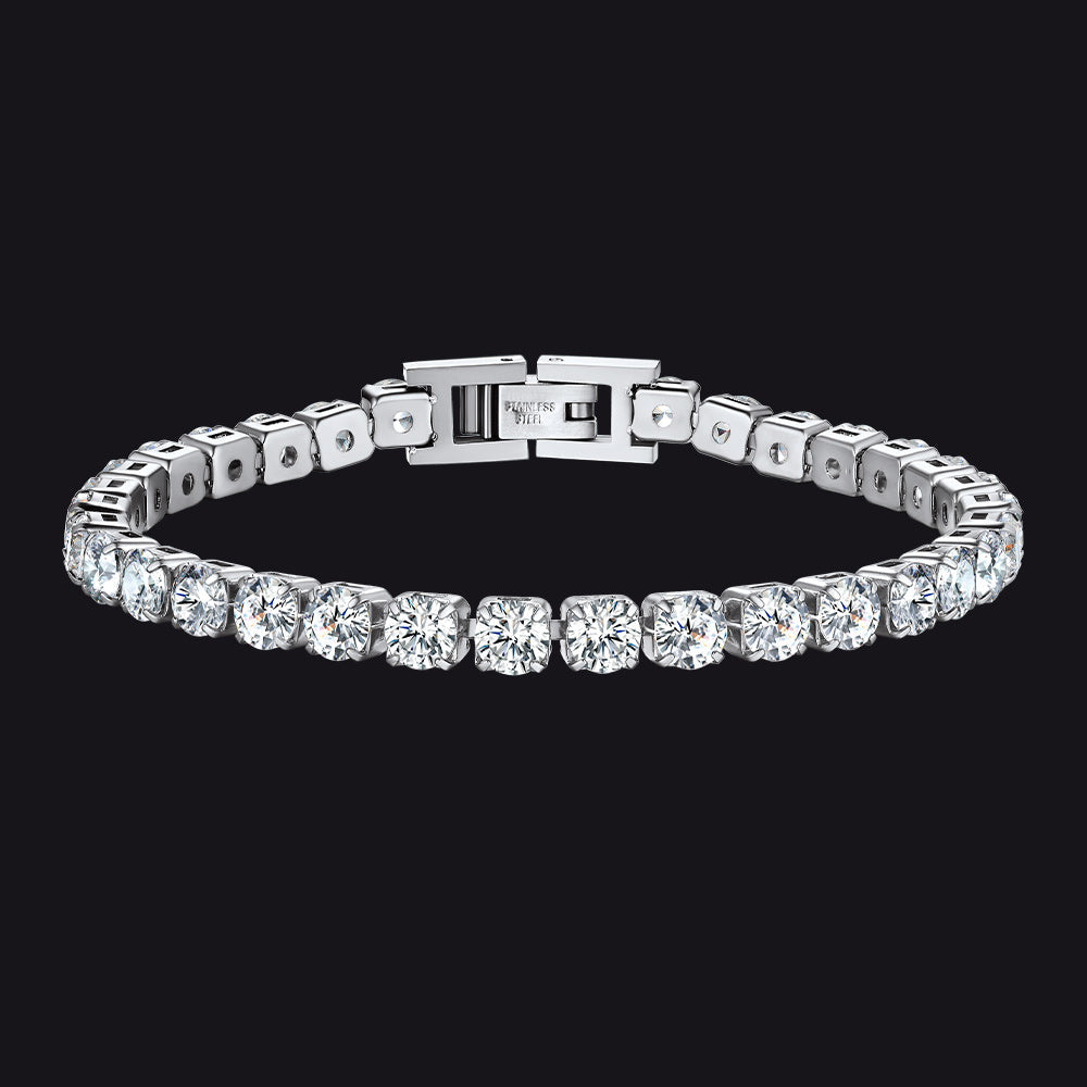 Cz Diamond Cut Tennis Chain Bracelet for , 3/5mm Width