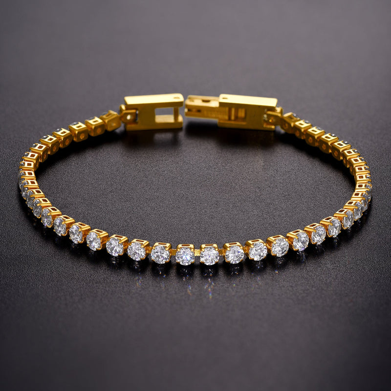 Cz Diamond Cut Tennis Chain Bracelet for , 3/5mm Width