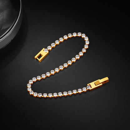 Cz Diamond Cut Tennis Chain Bracelet for , 3/5mm Width
