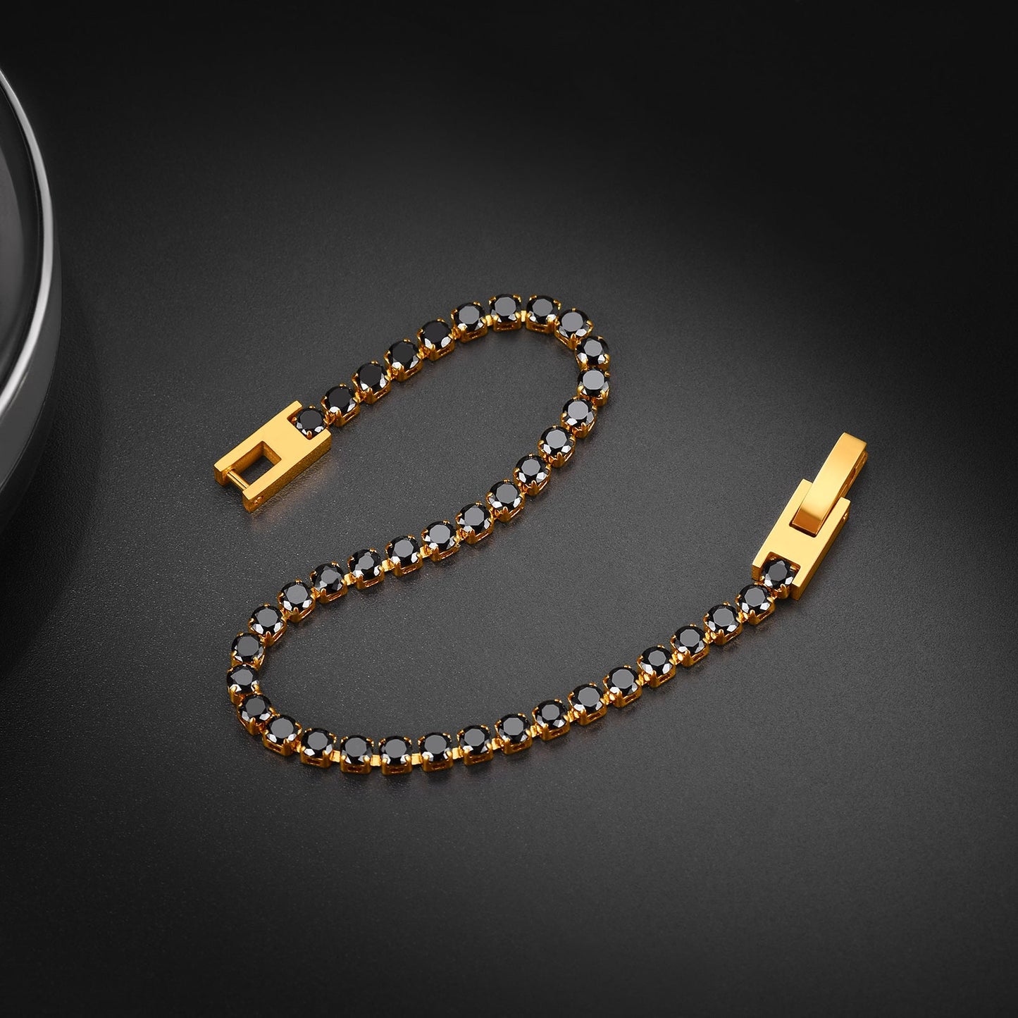 Cz Black Diamond Cut Tennis Chain Bracelet for , 3/5mm Width