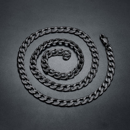 Cuban Chain & Italian Horn Layered Necklaces Set for
