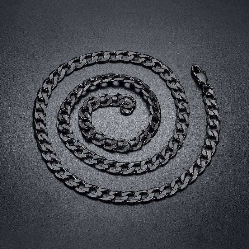 Cuban Curb Chain & Skull Crystal Layered Necklaces Set for