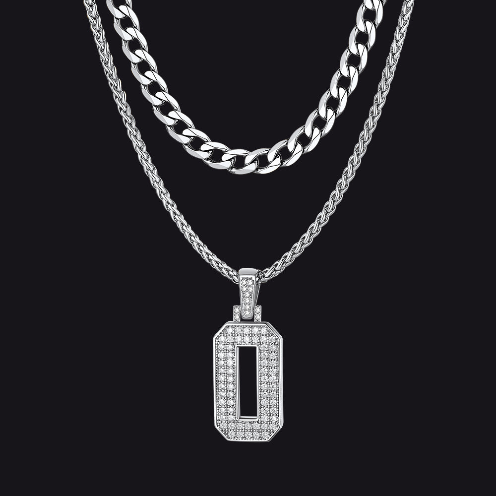 Cuban Chain & Baseball Jersey Number Layered Necklaces Set for