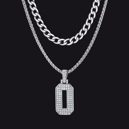 Cuban Chain & Baseball Jersey Number Layered Necklaces Set for