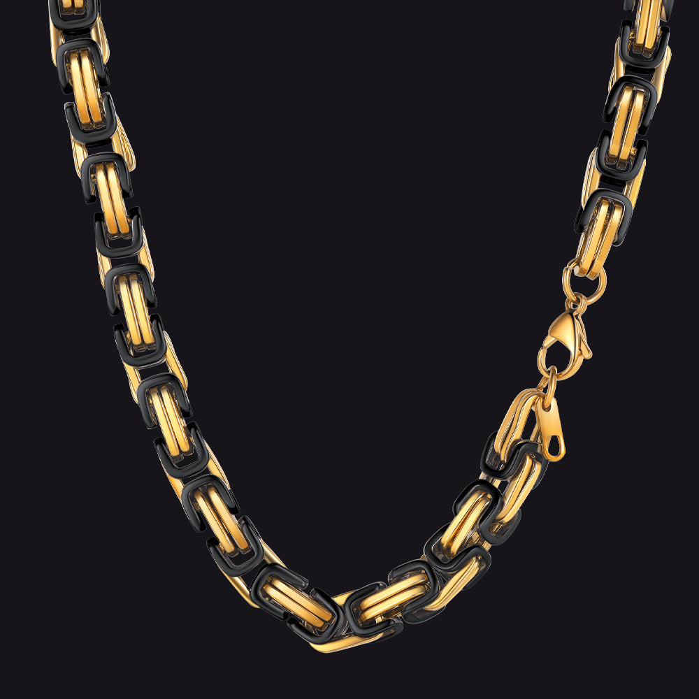 Stainless Steel Byzantine Chain Necklace for