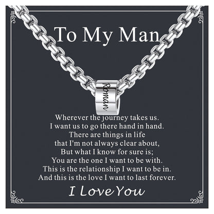Customized Engraved Name Beads Chain Necklace for