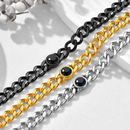 Birthstone Cuban Link Choker Chain Necklace for