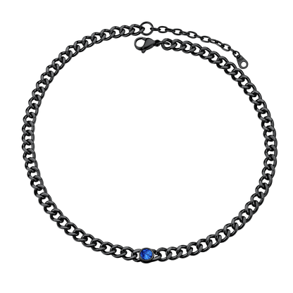 Birthstone Cuban Link Choker Chain Necklace for