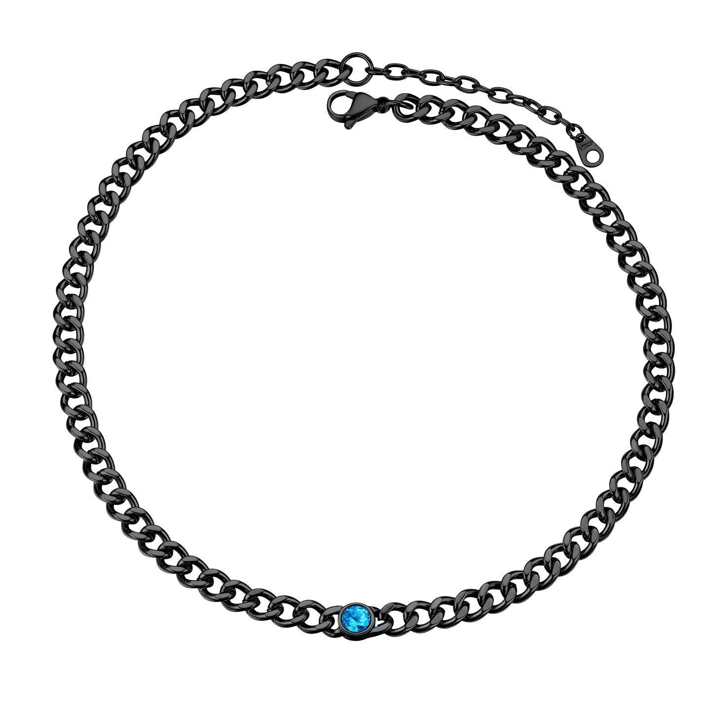 Birthstone Cuban Link Choker Chain Necklace for