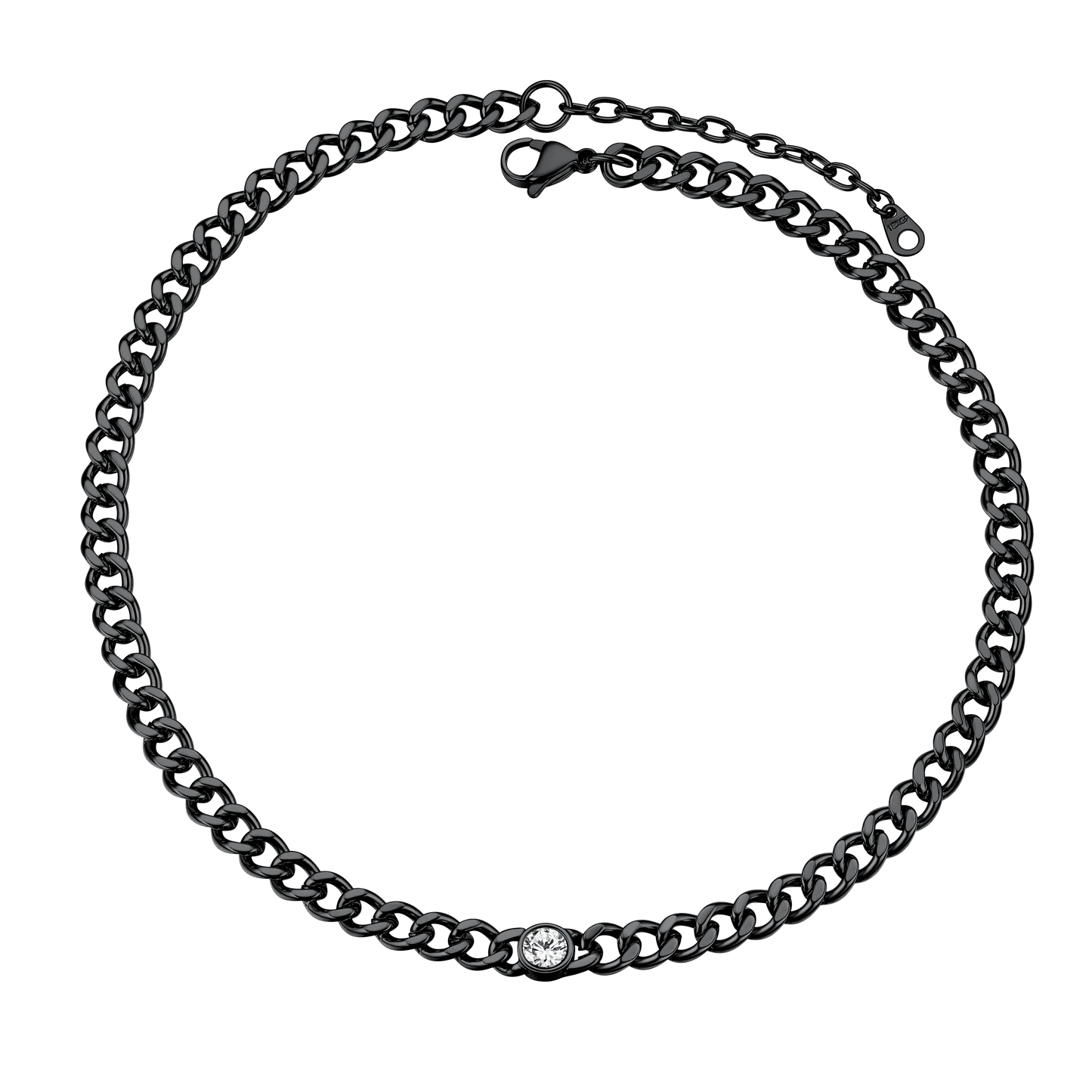 Birthstone Cuban Link Choker Chain Necklace for