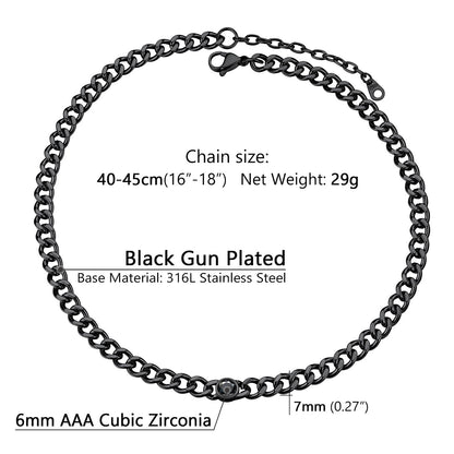 Birthstone Cuban Link Choker Chain Necklace for
