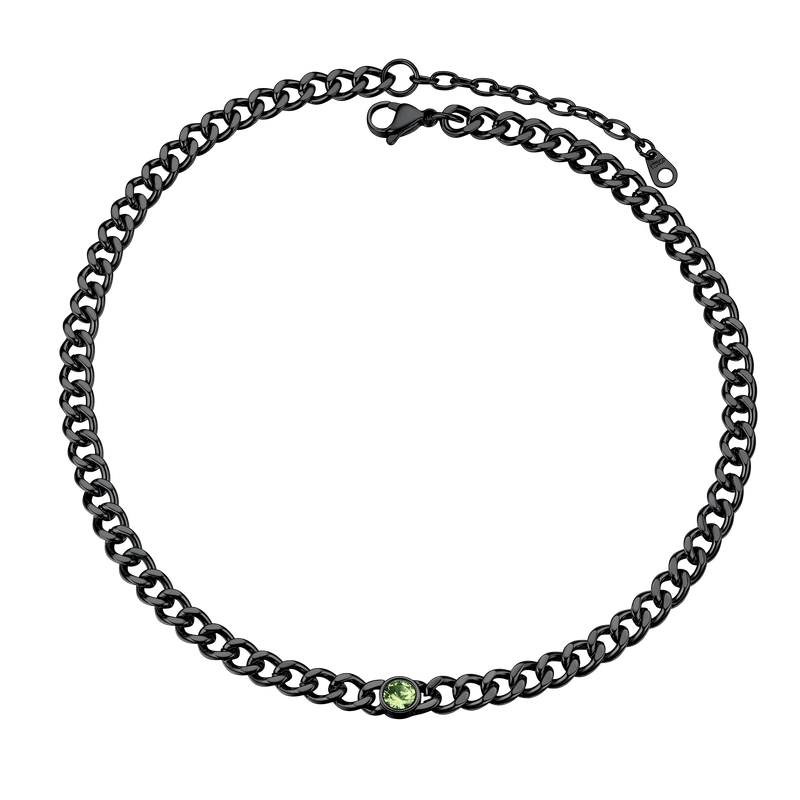 Birthstone Cuban Link Choker Chain Necklace for