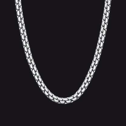 Flat Box Link Chain Stainless Steel Necklace for