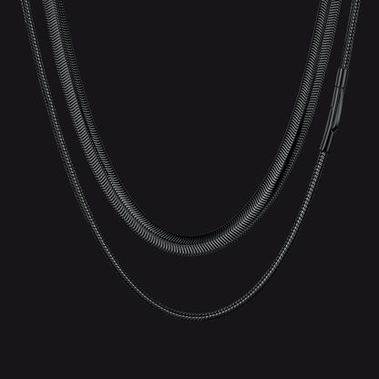 2mm Thin & 8mm Bold Snake Chain Set for