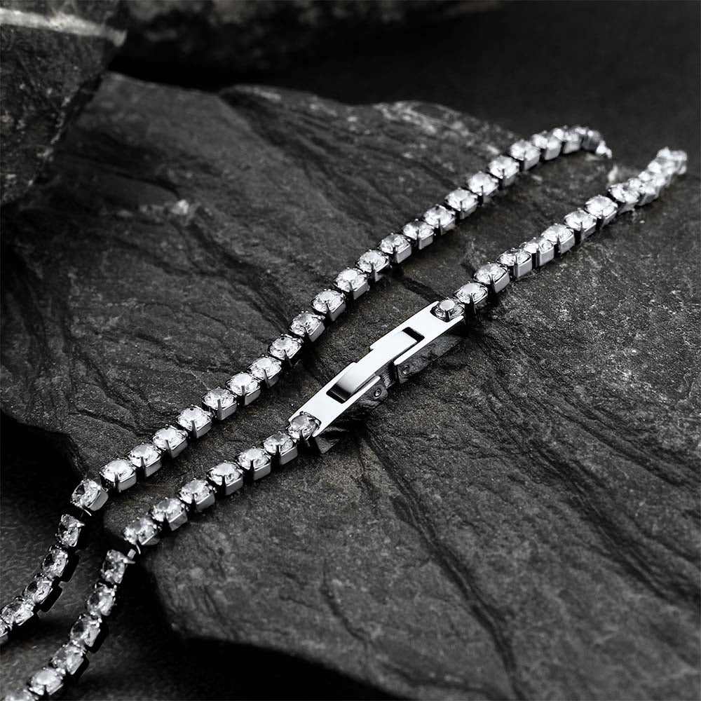 3mm Cz Diamond Cut Tennis Chain & Bracelet Set for