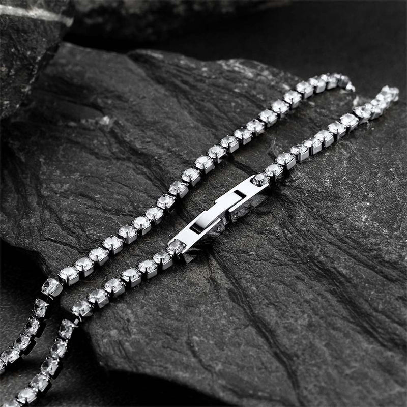 3mm Cz Diamond Cut Tennis Chain & Bracelet Set for