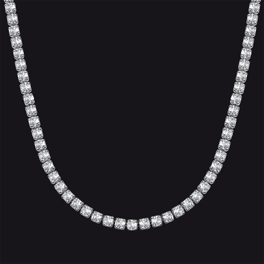 Cz Diamond Cut Tennis Chain Necklace for